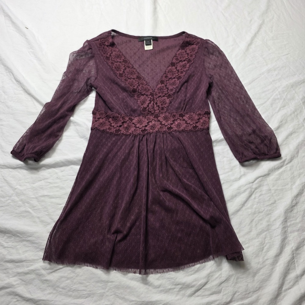 express women's shirt y2k mesh lace purple XS
